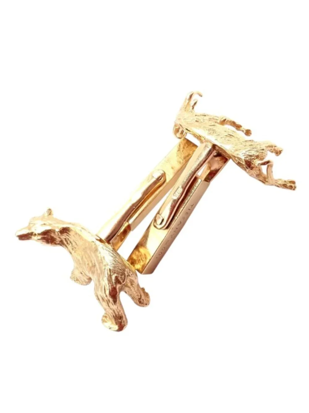 Rare! Vintage Tiffany & Co. 14k Yellow Gold Stock Market Bull Bear Cufflinks